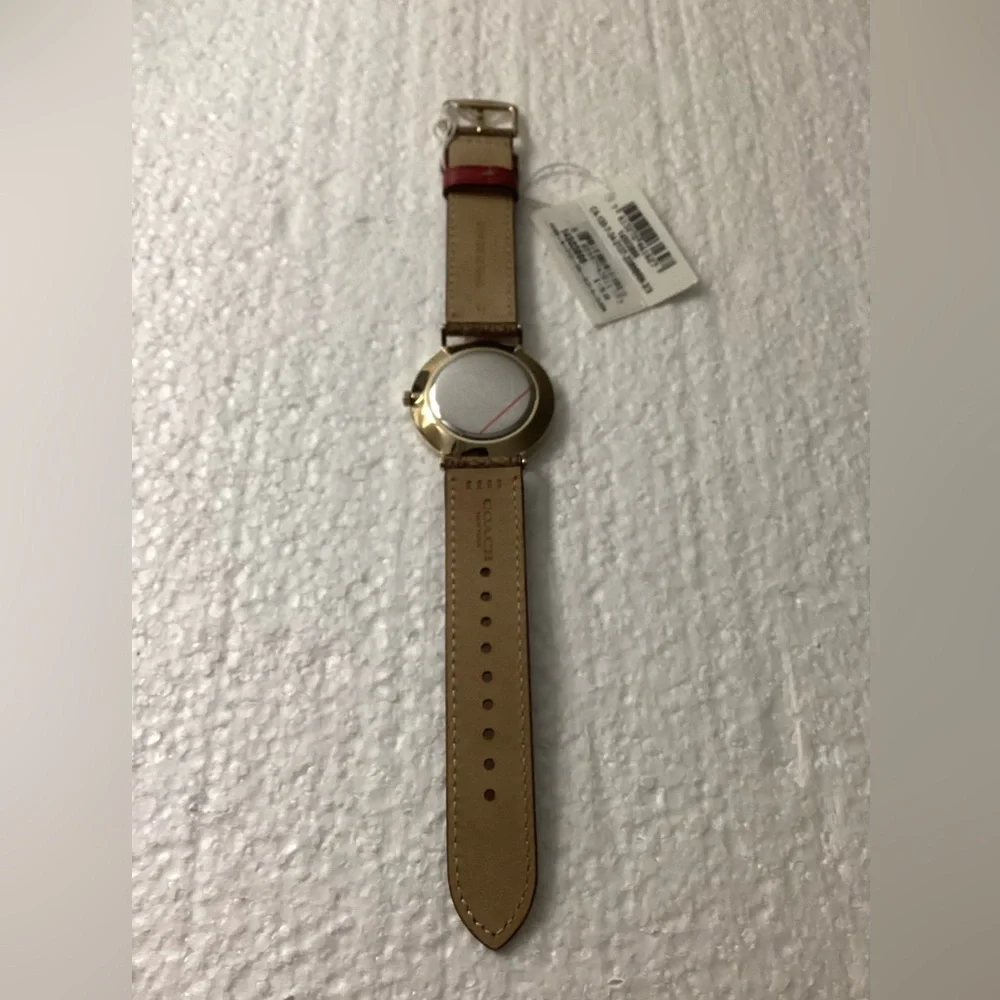 Coach Gold Watch with Red Heart Details